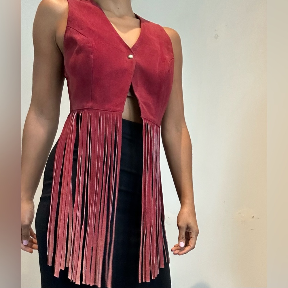 Passport Genuine Suede Crop Top Vest, Size L
